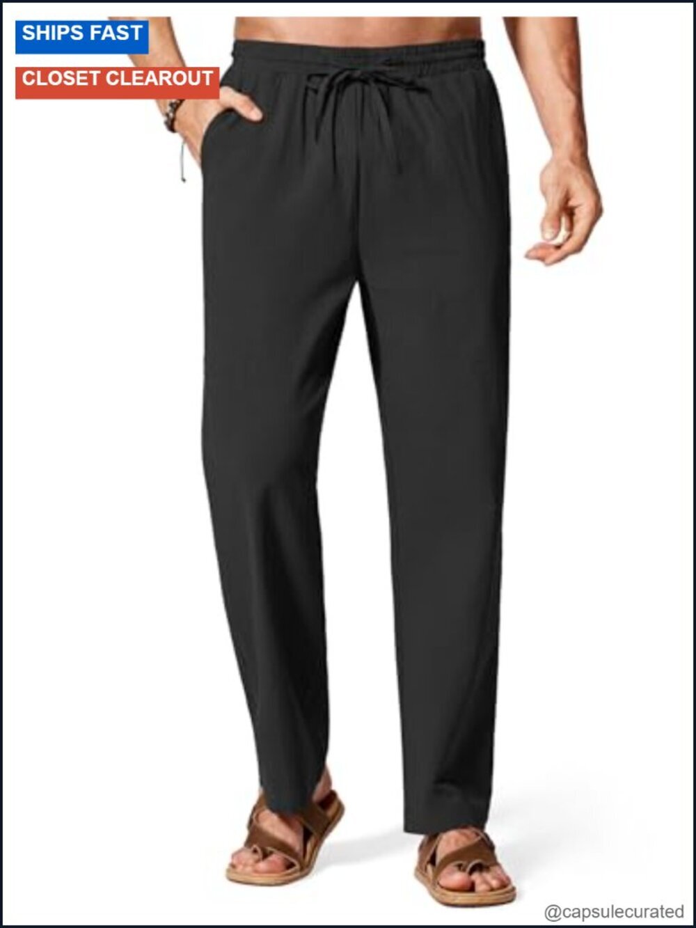 Cotton Linen Drawstring Pants Lightweight Casual Joggers Summer Beach Trousers
